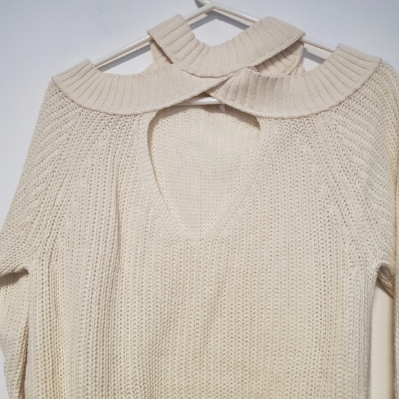 Free people Half Moon Bay Cream Pullover Cold Shoulder Sweater - Picture 8 of 12